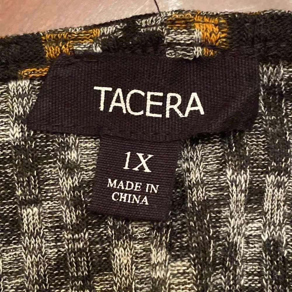 Tacera Black Orange Grey Chevron Print SZ 1X Retro Contemporary Mod Casual Dress